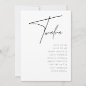 Invitation Tableau 12 Mariage moderne Numéro de tableau modèl (Devant)