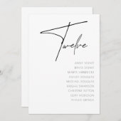 Invitation Tableau 12 Mariage moderne Numéro de tableau modèl (Devant / Derrière)