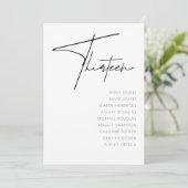 Invitation Tableau 13 Mariage moderne Numéro de tableau modèl (Debout devant)