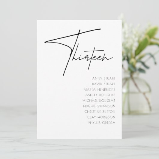 Invitation Tableau 13 Mariage moderne Numéro de tableau modèl (Debout devant)