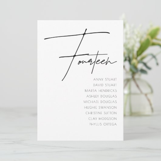 Invitation Tableau 14 Mariage moderne Numéro de tableau modèl (Debout devant)