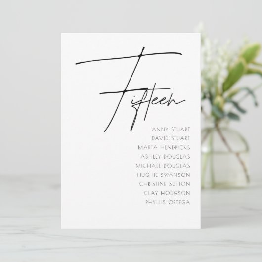 Invitation Tableau 15 Mariage moderne Numéro de tableau modèl (Debout devant)