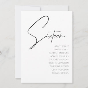 Invitation Tableau 16 Mariage moderne Numéro de tableau modèl