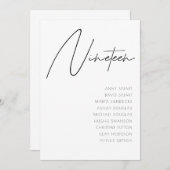 Invitation Tableau 19 Mariage moderne Numéro de tableau modèl (Devant / Derrière)