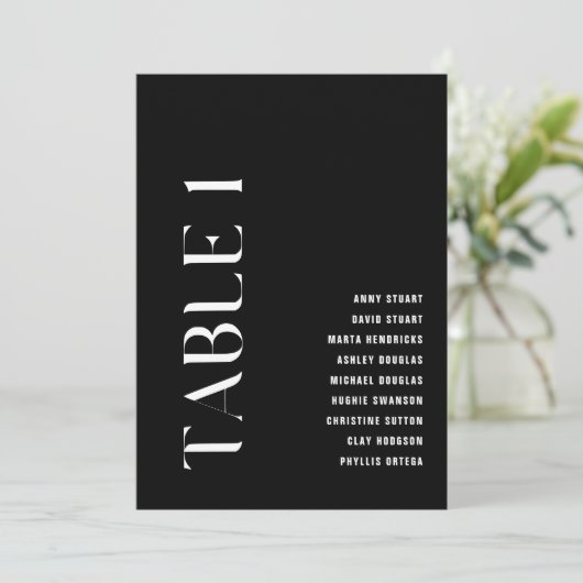 Invitation Tableau 1 Mariage moderne Gras Numéro de tableau (Debout devant)