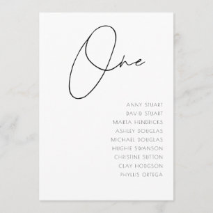 Invitation Tableau 1 Mariage moderne Numéro du tableau modèle