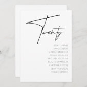 Invitation Tableau 20 Mariage moderne Numéro de tableau modèl (Devant / Derrière)