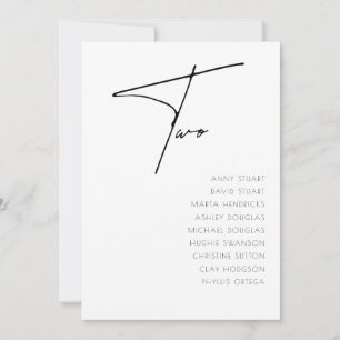 Invitation Tableau 2 Mariage moderne Numéro de tableau modèle