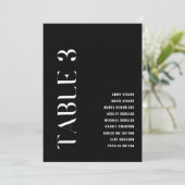Invitation Tableau 3 Mariage moderne Gras Numéro de tableau (Debout devant)