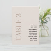 Invitation Tableau 3 Moderne Gras Mariage Beige Numéro de tab (Debout devant)