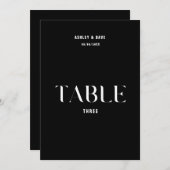 Invitation Tableau 3 Numéro du tableau Mariage en gras (Devant / Derrière)