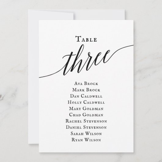 Invitation Tableau 3 Tableau de sièges noir élégant (Dos)