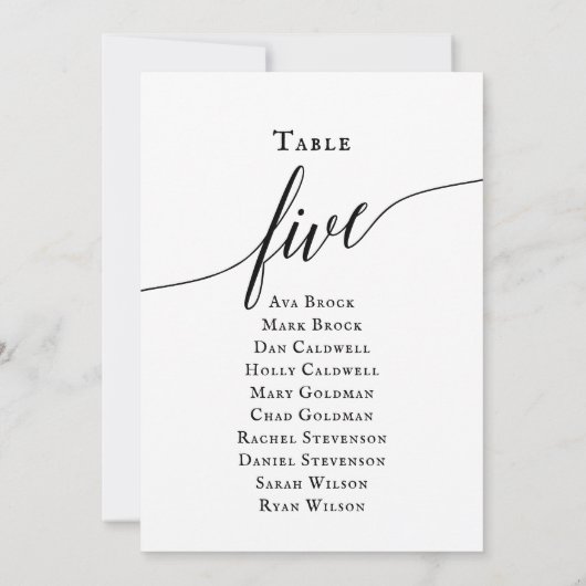 Invitation Tableau 5 Tableau de sièges de la table noire élég (Dos)