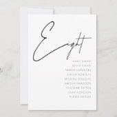 Invitation Tableau 8 Mariage moderne Numéro du tableau modèle (Devant)