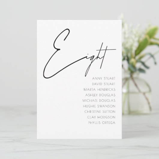 Invitation Tableau 8 Mariage moderne Numéro du tableau modèle (Debout devant)