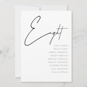 Invitation Tableau 8 Mariage moderne Numéro du tableau modèle