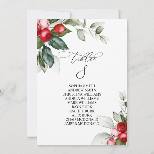 Invitation Tableau 8 Tableau des sièges (Dos)