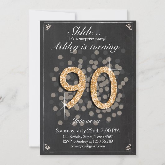 Invitation Tableau 90 rustiques d'invitation d'anniversaire (Devant)