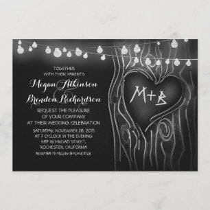 Invitation tableau à cordes lumières arbre mariage romantique