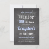 Invitation Tableau bleu Onederland d'hiver 1er anniversaire (Devant)
