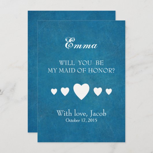 Invitation Tableau Bleu Vous Serez Ma MAIN D'HONNEUR (Devant / Derrière)