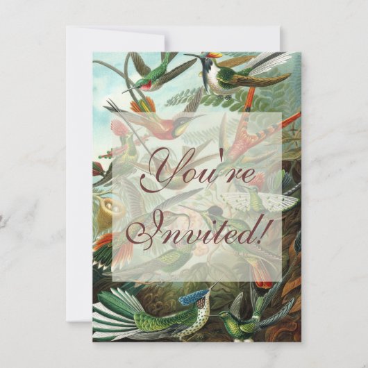 Invitation tableau classique de la faune des oiseaux colibris (Devant)