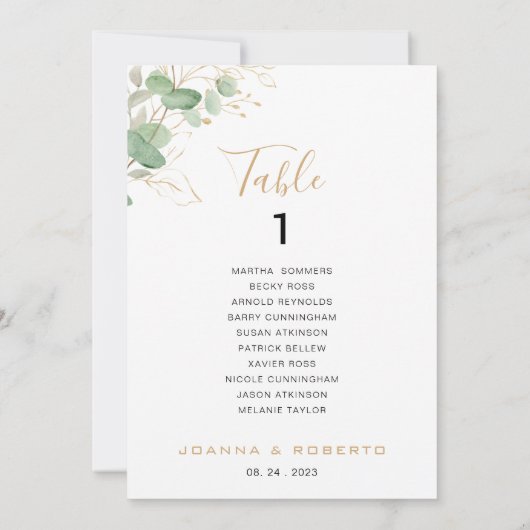 Invitation Tableau classique Eucalyptus Numéro 1 Tableau de s (Dos)