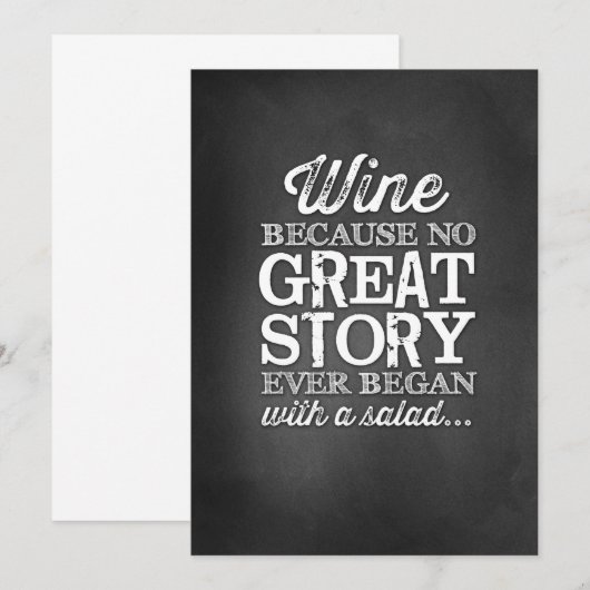Invitation Tableau craie 5x7 Panneau de table Vin Parce que (Devant / Derrière)