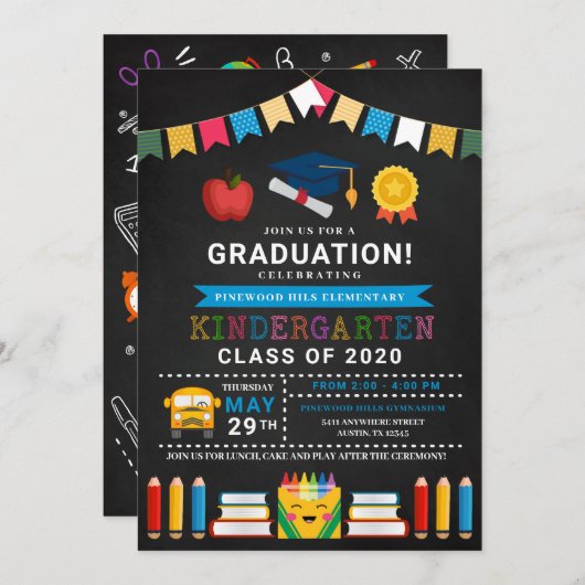 Invitation Tableau d'affichage des diplômes de maternelle (Devant / Derrière)