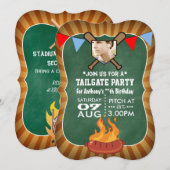 Invitation Tableau de baseball rétro pour fête de queue de ca (Devant / Derrière)