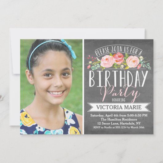 Invitation Tableau de bord de bannière rose | Anniversaire (Devant)