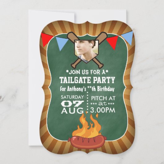 Invitation Tableau de bord de baseball rétro Tailgate Party (Devant)