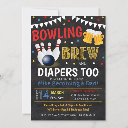 Invitation Tableau de bord de Bowling et d'invitation au Baby (Devant)