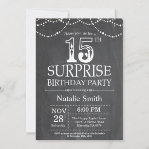 Invitation Tableau de bord de l'invitation surprise 15e anniv
