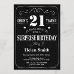 Invitation Tableau de bord de l'invitation surprise 21e anniv<br><div class="desc">Panneaux d'invitation Surprise 21e anniversaire. Arrière - plan noir et blanc. Anniversaire adulte. Hommes ou femmes, anniversaire. Enfants Garçon ou fille Ado Anniversaire adolescente Invitation . 13e 15e 16e 18e 20e 21e 30e 40e 50e 60e 70e 80e 90e 100e. N'Importe Quel Âge. Pour plus de personnalisation, cliquez sur le bouton...</div>