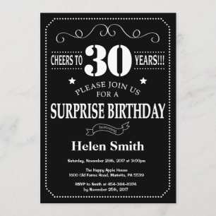 Invitation Tableau de bord de l'invitation surprise 30e anniv