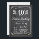 Invitation Tableau de bord de l'invitation surprise 40e anniv<br><div class="desc">Invitation surprise 40e anniversaire avec Arrière - plan Rustique Chalkboard et Motif Floral Flower, noir et blanc. Anniversaire adulte. Hommes ou Femmes Anniversaire. Enfants Garçon ou fille Ado Anniversaire adolescent Invitation . 13ème 15ème 16ème 18ème 20ème 21ème 30ème 40ème 50ème 60ème 70ème 80ème 90ème 100ème. N'Importe Quel Âge. Pour plus...</div>
