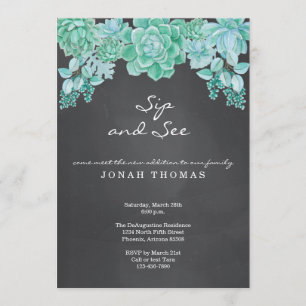 Invitation Tableau de bord des succulents Sip and See - Neutr
