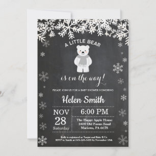 Invitation Tableau de bord du Baby shower d'hiver de l'ours p