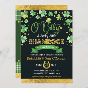 Invitation Tableau de bord du Baby shower Green Gold Lucky Sh