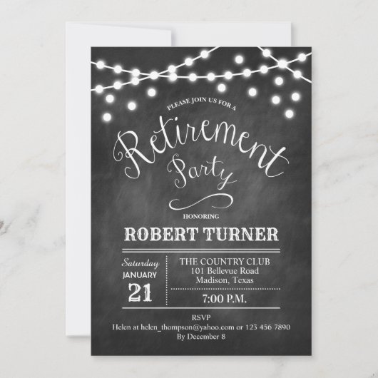 Invitation Tableau de bord du parti de retraite rustique (Devant)