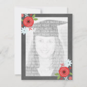 Invitation Tableau de bord inspiré Floral Photo Graduation (Dos)