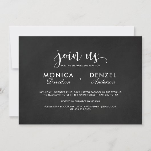 Invitation Tableau de bord moderne & Script Engagement Party  (Dos)