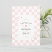 Invitation Tableau de bord rose | Baby shower fille Coeurs mi (Debout devant)