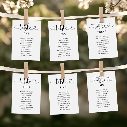 Invitation Tableau de disposition de mariage à l'écriture mod