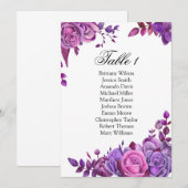 Invitation Tableau de disposition de mariage avec des roses v (Devant / Derrière)