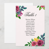 Invitation Tableau de disposition de mariage fleurs romantiqu (Devant / Derrière)