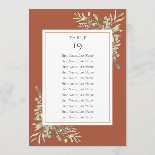 Invitation Tableau de disposition de sièges en terre cuite av (Devant)