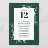 Invitation Tableau de disposition des sièges avec fleurs vert (Dos)