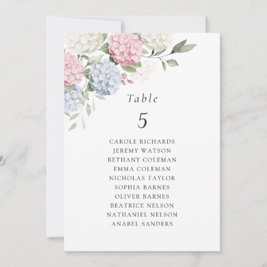 Invitation Tableau de disposition des sièges Floral Blue Pink (Devant)
